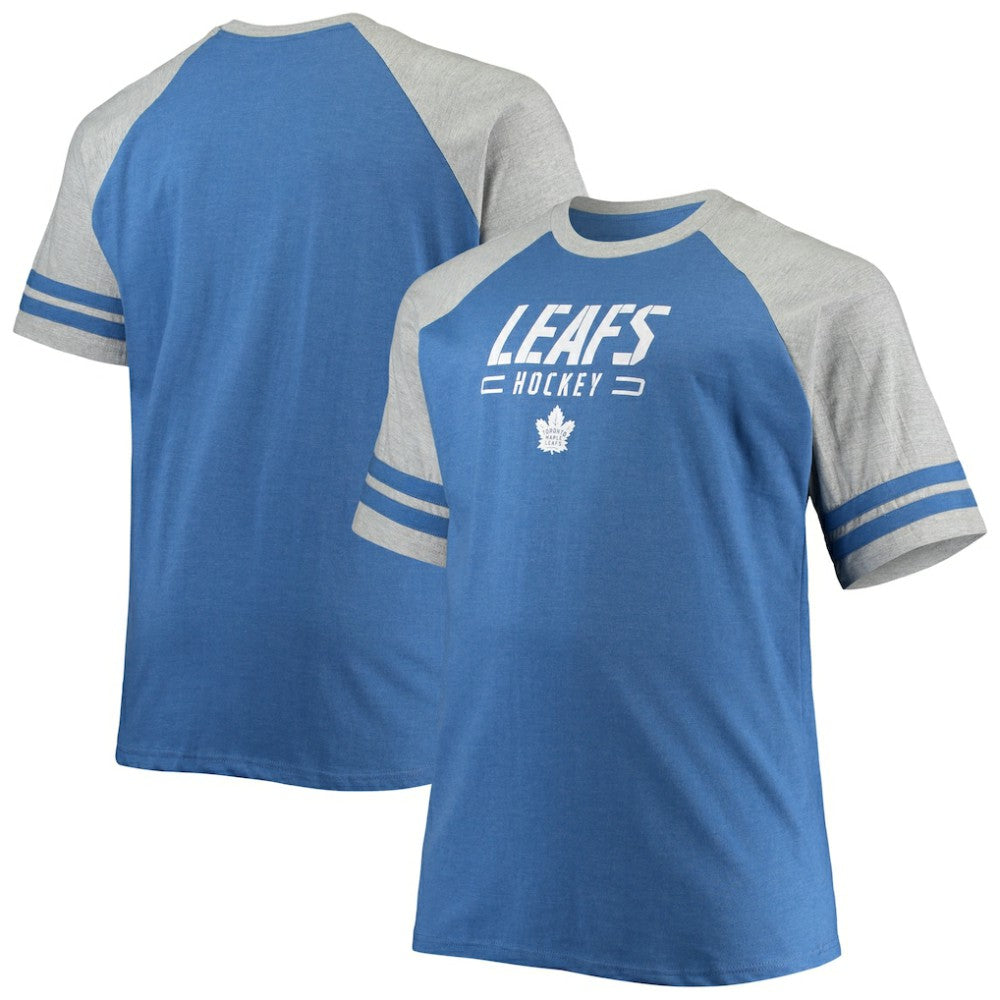 Toronto Maple Leafs Big & Tall Raglan T-Shirt - Heathered Blue | NHL discount