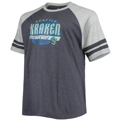 Seattle Kraken Big & Tall Raglan T-Shirt - Heathered Deep Sea Blue | NHL Lifestyle