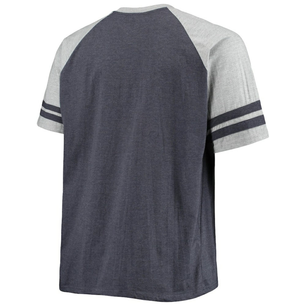 Seattle Kraken Big & Tall Raglan T-Shirt - Heathered Deep Sea Blue | NHL Lifestyle