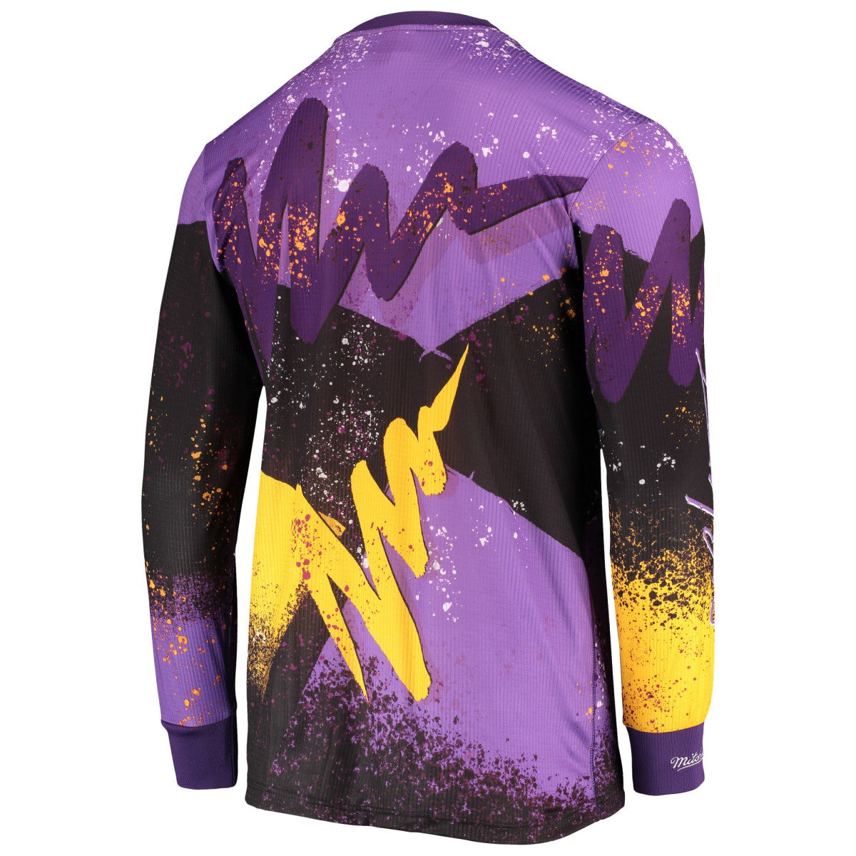 Mitchell & Ness Los Angeles Lakers Hardwood Classics Hyper Hoops Moto Sublimated Long Sleeve T-Shirt Purple