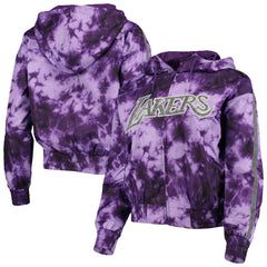 Mitchell & Ness Los Angeles Lakers Women's Galaxy Sublimated Windbreaker Pullover Full-Zip Hoodie Purple