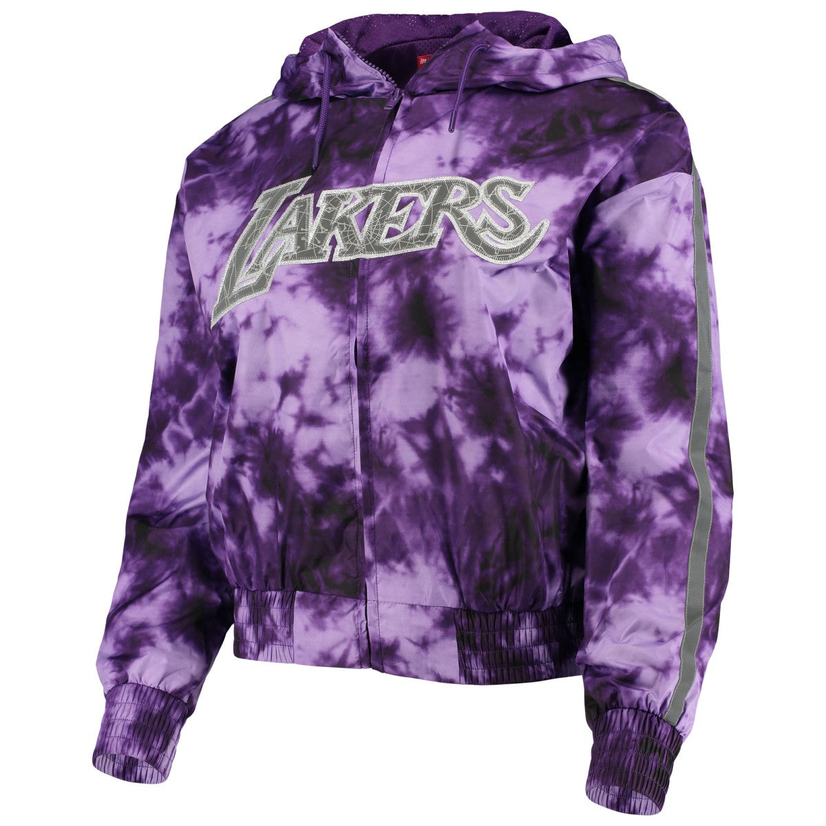 Mitchell & Ness Los Angeles Lakers Women's Galaxy Sublimated Windbreaker Pullover Full-Zip Hoodie Purple
