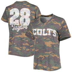 Jonathan Taylor Indianapolis Colts Majestic Threads Women's Name & Number V-Neck Tri-Blend T-Shirt - Camo - NFL