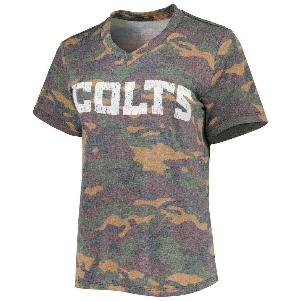 Jonathan Taylor Indianapolis Colts Majestic Threads Women's Name & Number V-Neck Tri-Blend T-Shirt - Camo - NFL
