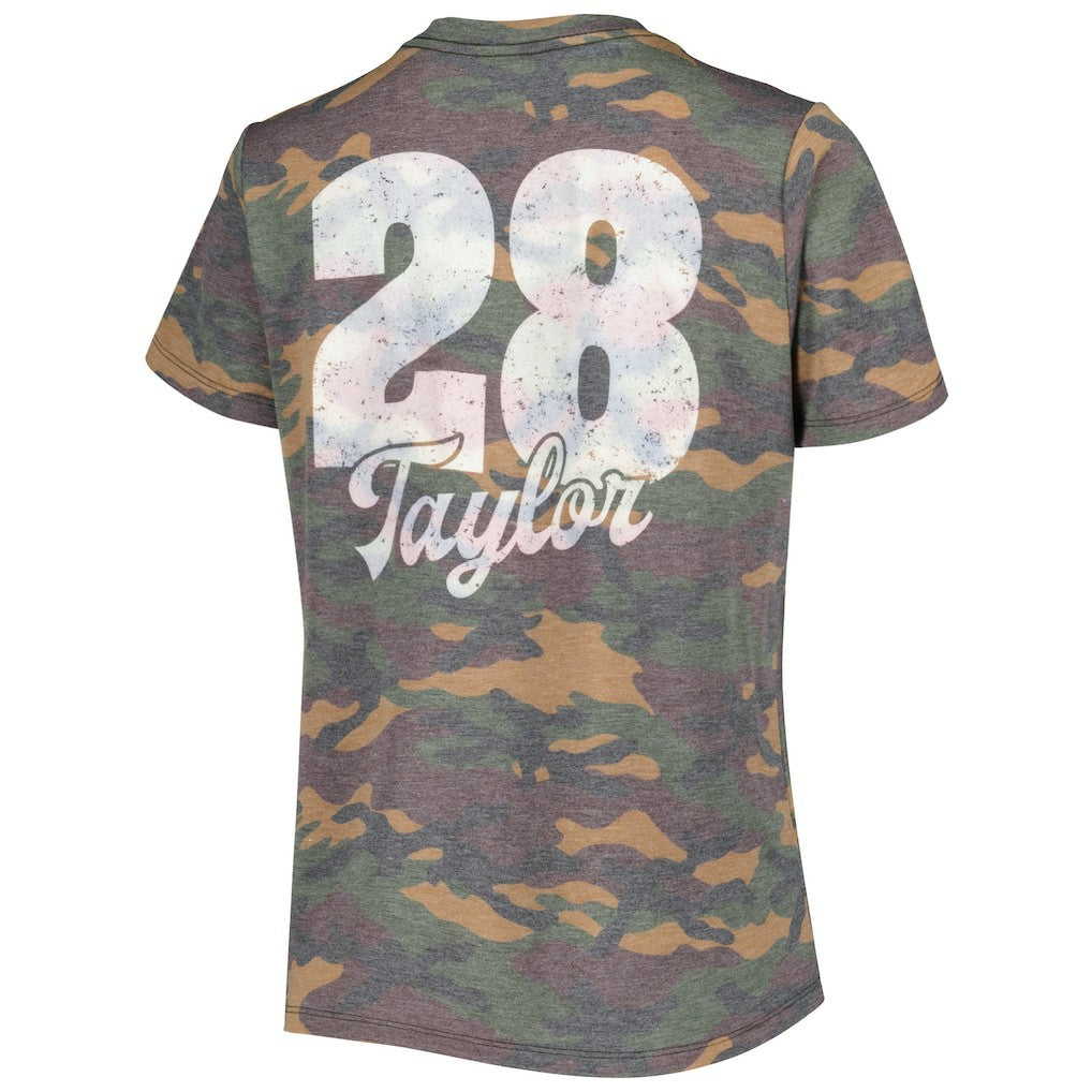 Jonathan Taylor Indianapolis Colts Majestic Threads Women's Name & Number V-Neck Tri-Blend T-Shirt - Camo - NFL