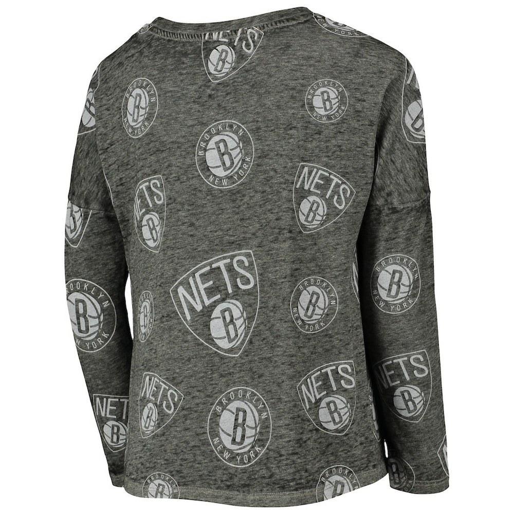 Brooklyn Nets Girls Youth Back in Action Long Sleeve T-Shirt Heathered Black