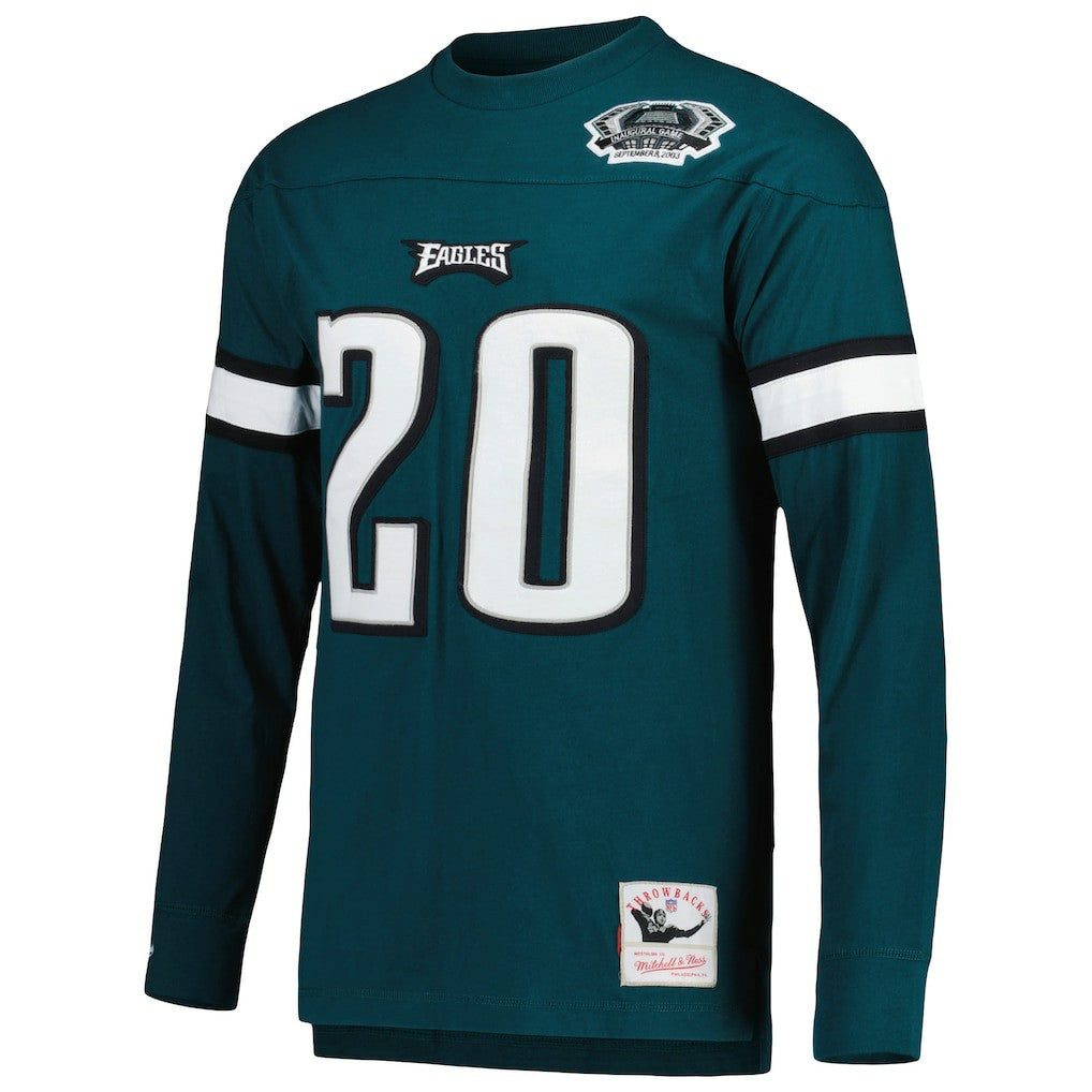 Brian Dawkins Philadelphia Eagles Retired Player Name & Number Long Sleeve Top - Midnight Green - Mitchell & Ness