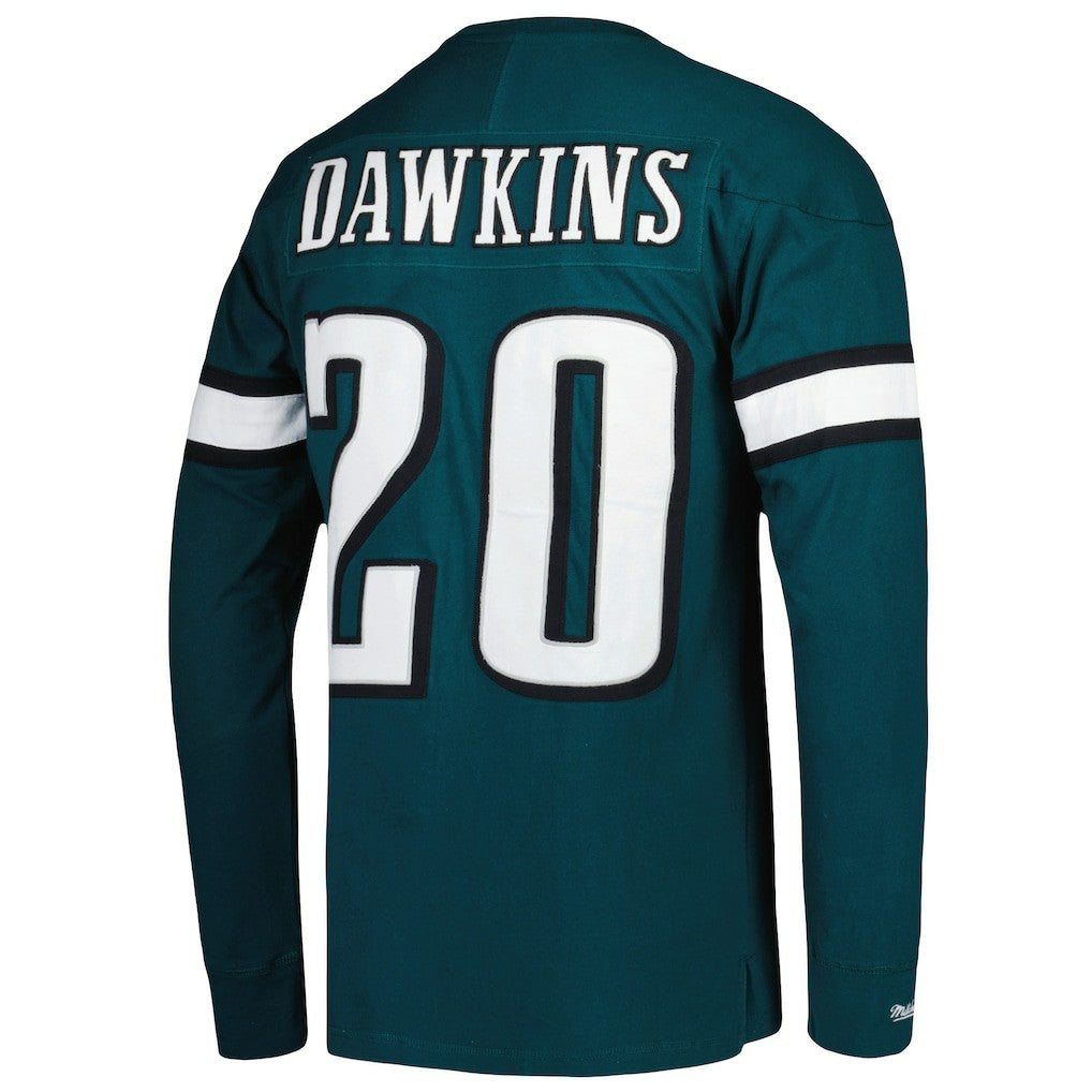 Brian Dawkins Philadelphia Eagles Retired Player Name & Number Long Sleeve Top - Midnight Green - Mitchell & Ness
