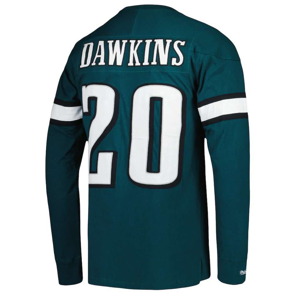 Brian Dawkins Philadelphia Eagles Retired Player Name & Number Long Sleeve Top - Midnight Green - Mitchell & Ness