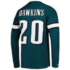 Brian Dawkins Philadelphia Eagles Retired Player Name & Number Long Sleeve Top - Midnight Green - Mitchell & Ness