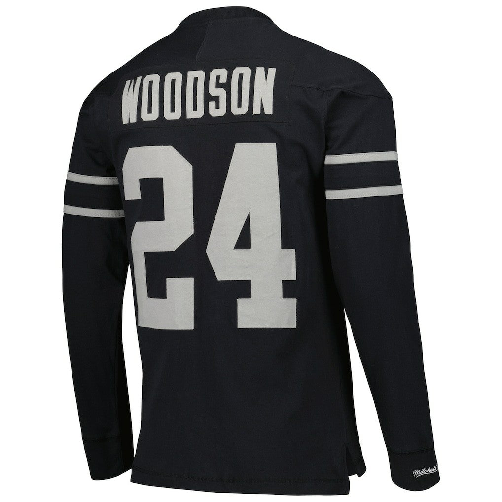 Charles Woodson Oakland Raiders Retired Player Name & Number Long Sleeve Top - Black - Mitchell & Ness