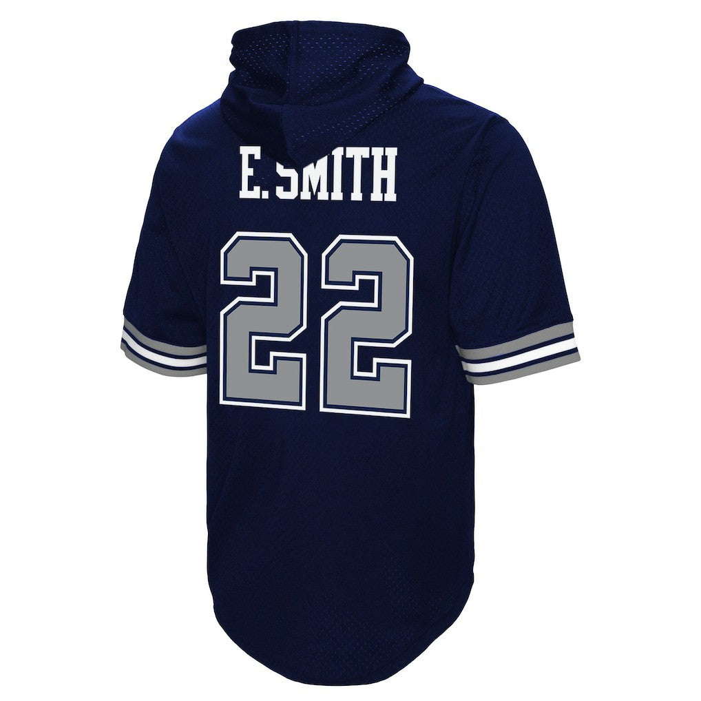 Emmitt Smith Dallas Cowboys Retired Player Mesh Name & Number Hoodie T-Shirt - Navy - Mitchell & Ness