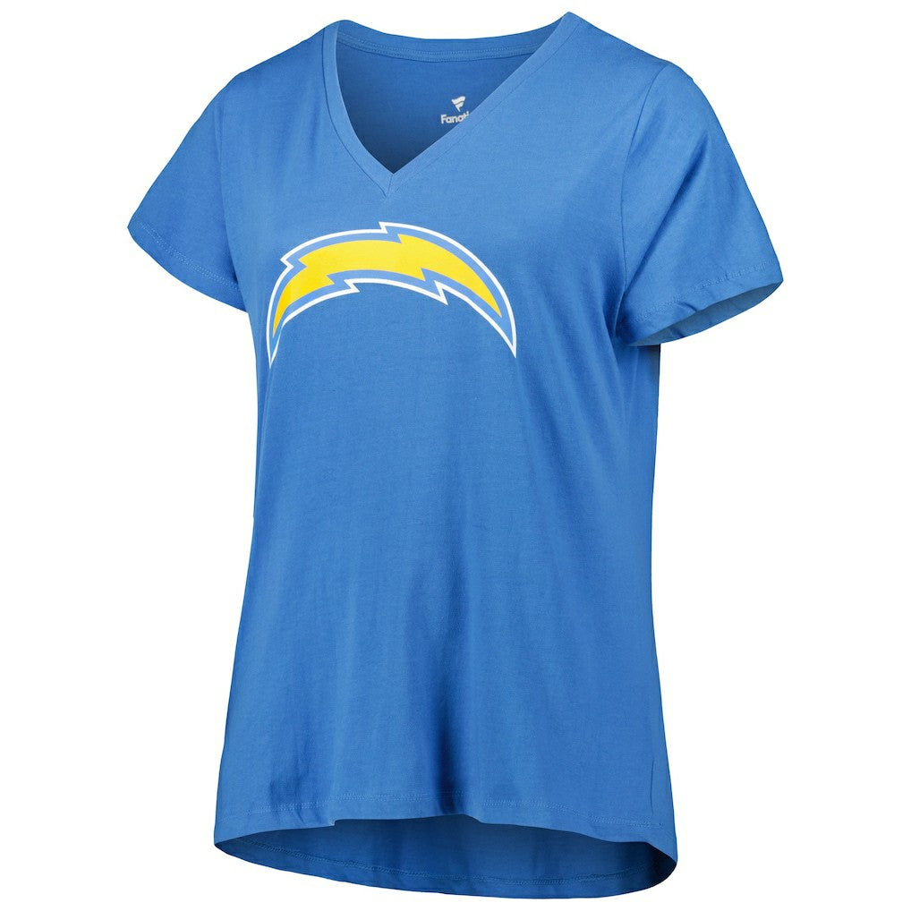 Justin Herbert Los Angeles Chargers Women's Plus Size Name & Number V-Neck T-Shirt - Powder Blue - Fanatics