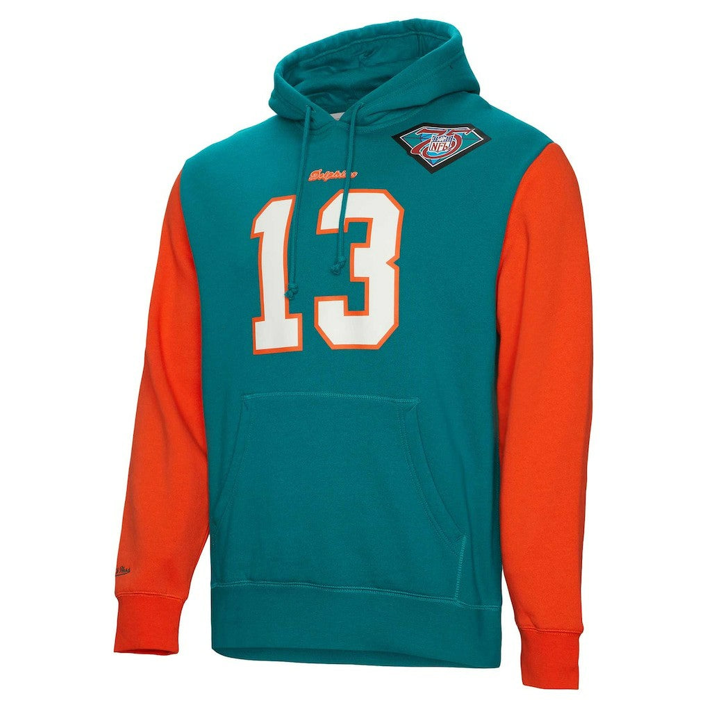 Dan Marino Miami Dolphins Retired Player Name & Number Pullover Hoodie - Aqua - Mitchell & Ness