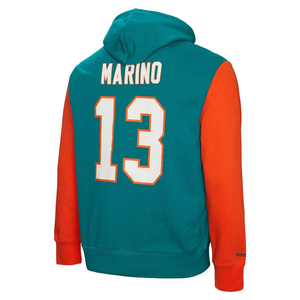 Dan Marino Miami Dolphins Retired Player Name & Number Pullover Hoodie - Aqua - Mitchell & Ness