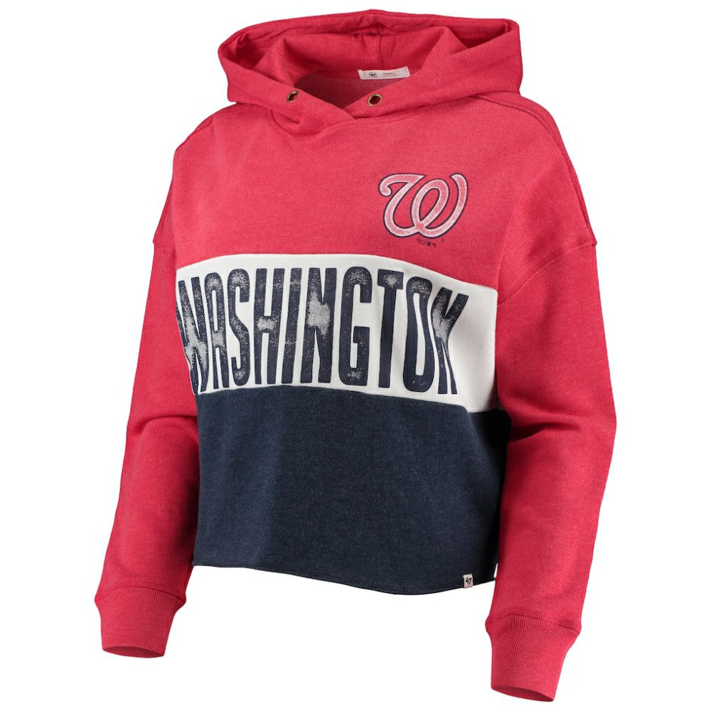 Washington Nationals '47 Women's Lizzy Cropped Pullover Hoodie Outlet
