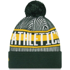Athletics New Era Striped Cuffed Knit Hat with Pom Near Me