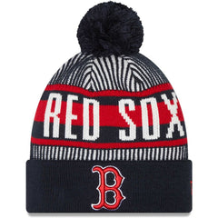 Boston Red Sox New Era Striped Cuffed Knit Hat with Pom Discount