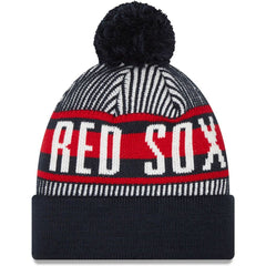 Boston Red Sox New Era Striped Cuffed Knit Hat with Pom Discount