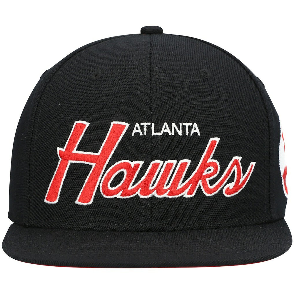 Mitchell & Ness Atlanta Hawks Hardwood Classics Script 2.0 Snapback Hat Black