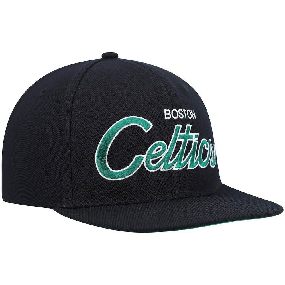 Mitchell & Ness Boston Celtics Hardwood Classics Script 2.0 Snapback Hat Black