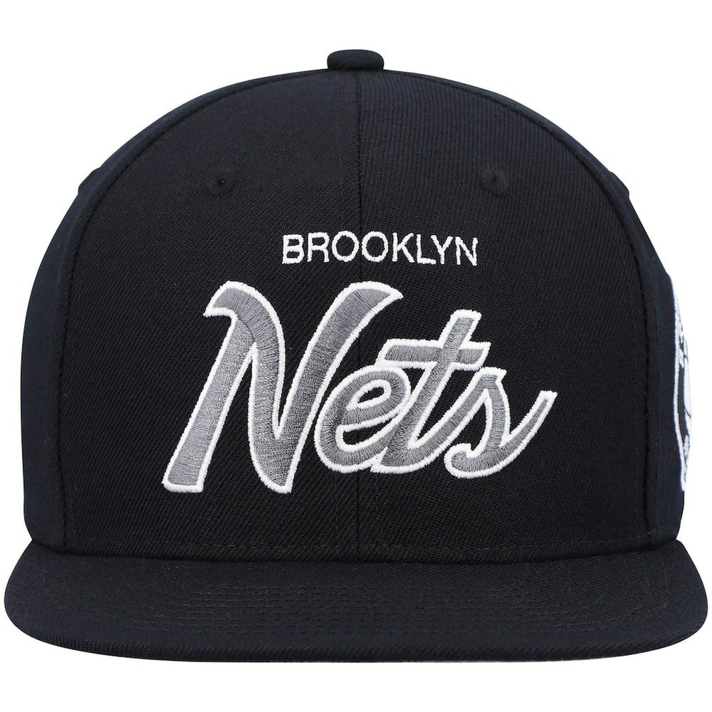 Mitchell & Ness Brooklyn Nets Hardwood Classics Script 2.0 Snapback Hat Black