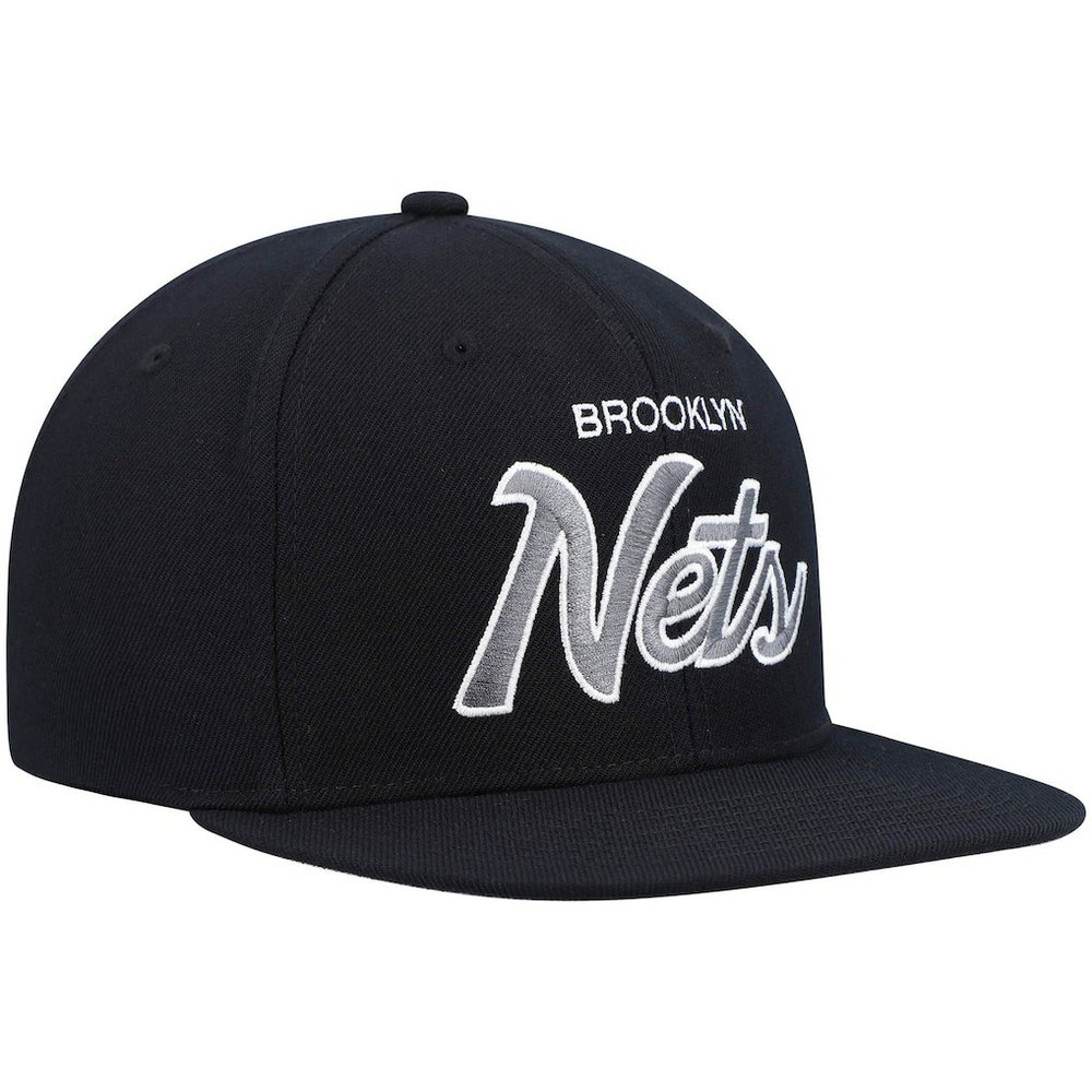 Mitchell & Ness Brooklyn Nets Hardwood Classics Script 2.0 Snapback Hat Black