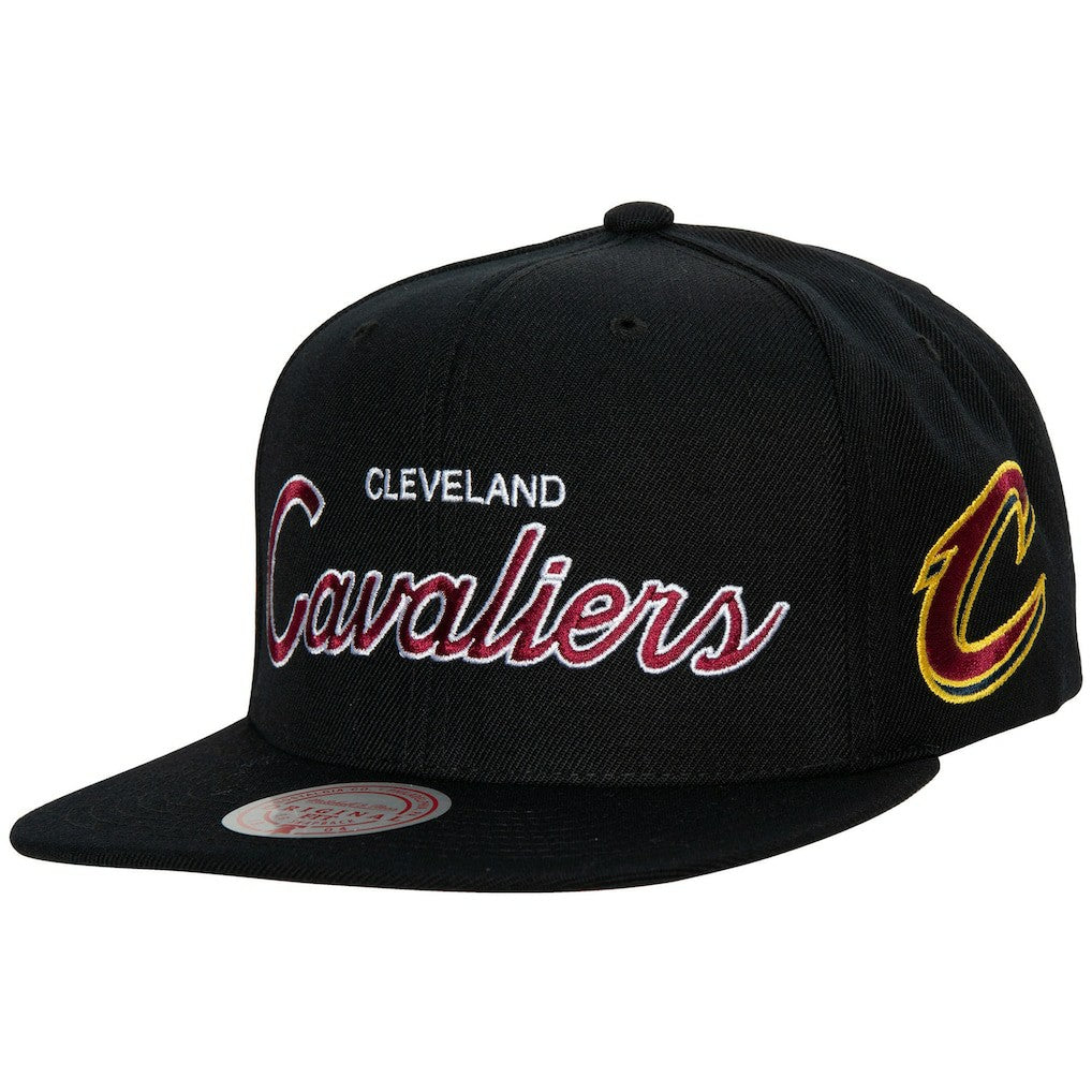 Mitchell & Ness Cleveland Cavaliers Hardwood Classics Script 2.0 Snapback Hat Black
