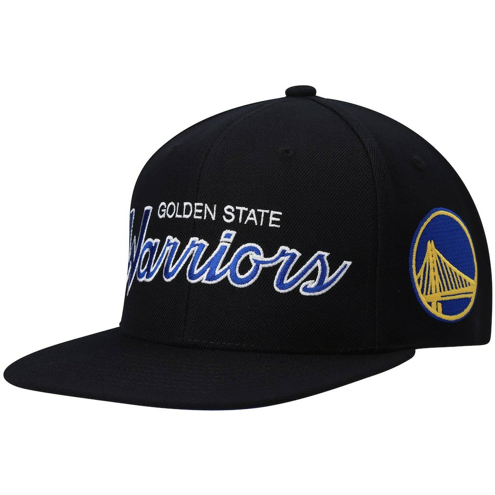 Mitchell & Ness Golden State Warriors Hardwood Classics Script 2.0 Snapback Hat Black