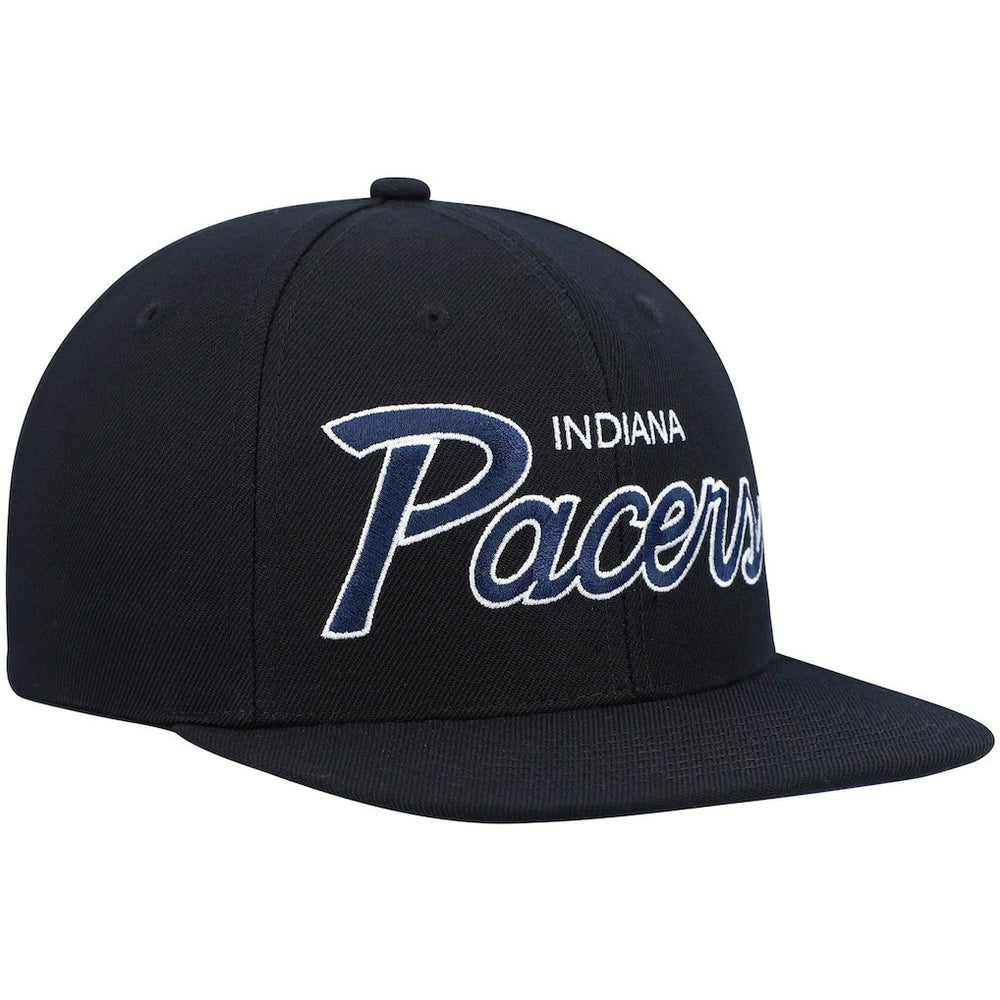 Mitchell & Ness Indiana Pacers Hardwood Classics Script 2.0 Snapback Hat Black