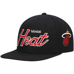 Mitchell & Ness Miami Heat Hardwood Classics Script 2.0 Snapback Hat Black