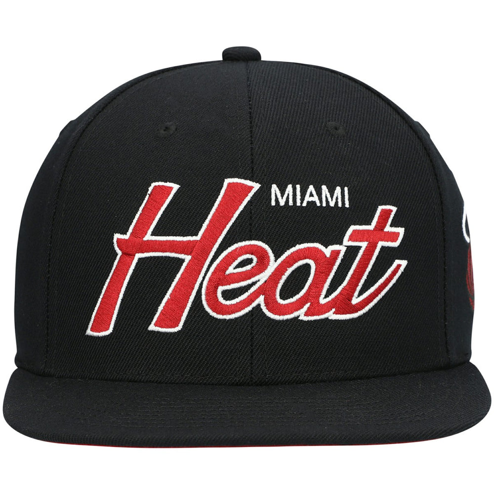 Mitchell & Ness Miami Heat Hardwood Classics Script 2.0 Snapback Hat Black