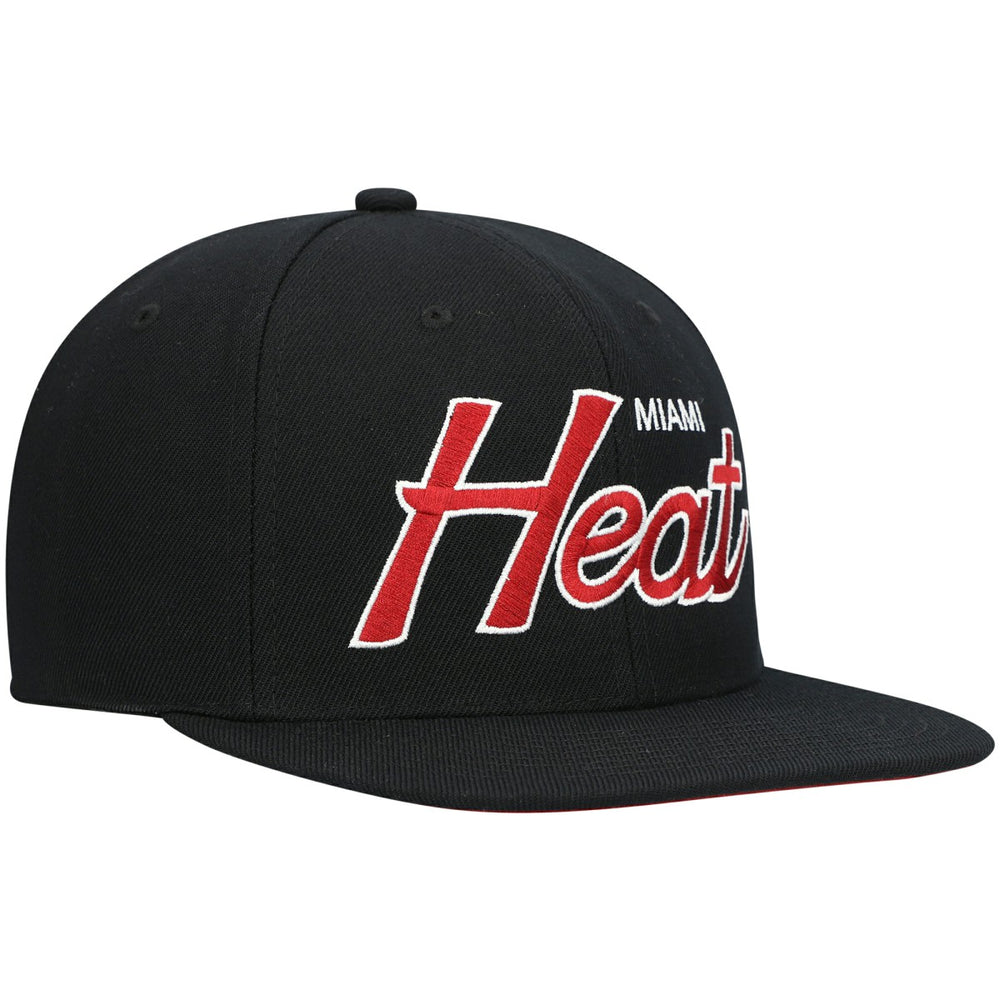 Mitchell & Ness Miami Heat Hardwood Classics Script 2.0 Snapback Hat Black