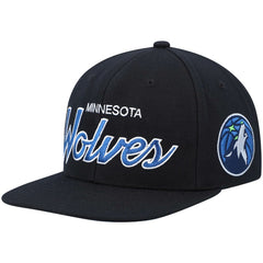 Mitchell & Ness Minnesota Timberwolves Hardwood Classics Script 2.0 Snapback Hat Black