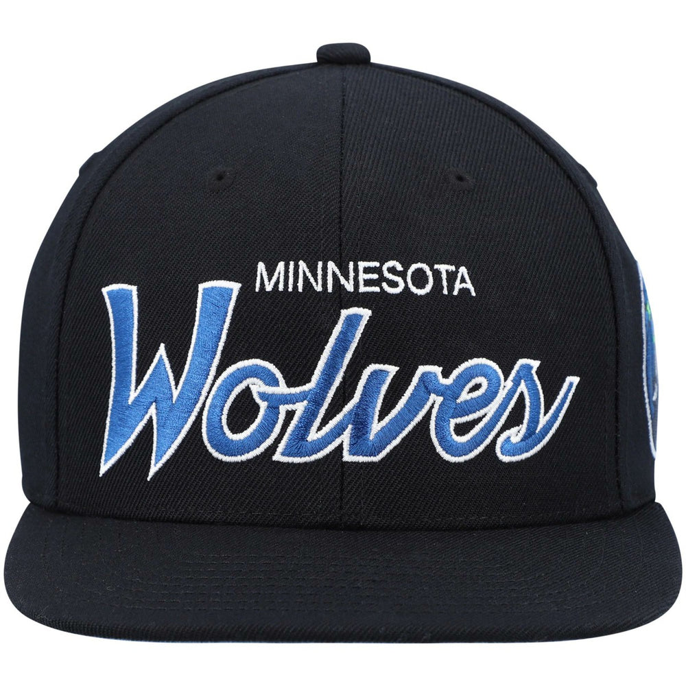 Mitchell & Ness Minnesota Timberwolves Hardwood Classics Script 2.0 Snapback Hat Black