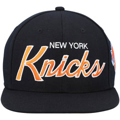 Mitchell & Ness New York Knicks Hardwood Classics Script 2.0 Snapback Hat Black