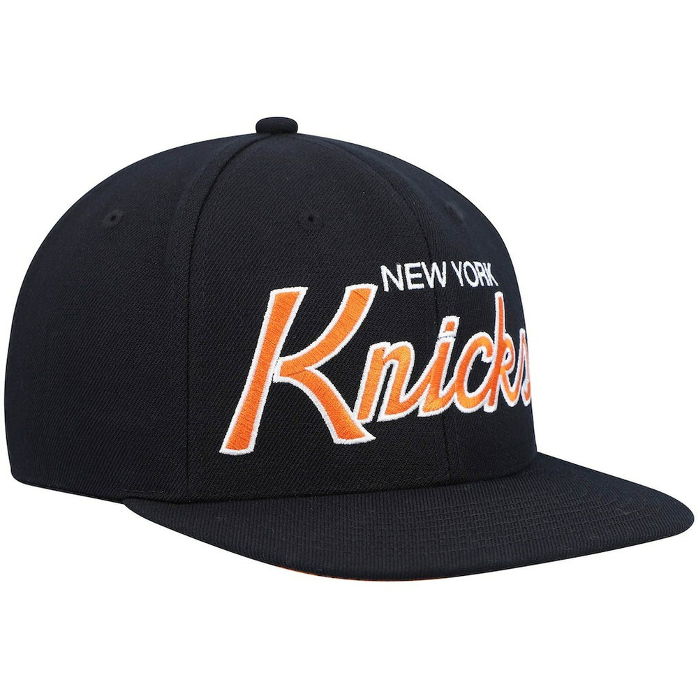 Mitchell & Ness New York Knicks Hardwood Classics Script 2.0 Snapback Hat Black