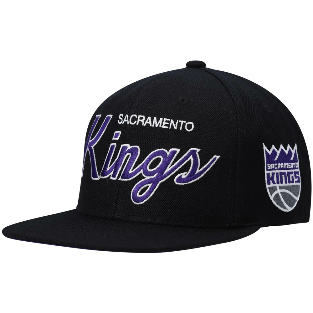 Mitchell & Ness Sacramento Kings Hardwood Classics Script 2.0 Snapback Hat Black