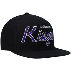 Mitchell & Ness Sacramento Kings Hardwood Classics Script 2.0 Snapback Hat Black