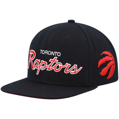 Mitchell & Ness Toronto Raptors Hardwood Classics Script 2.0 Snapback Hat Black