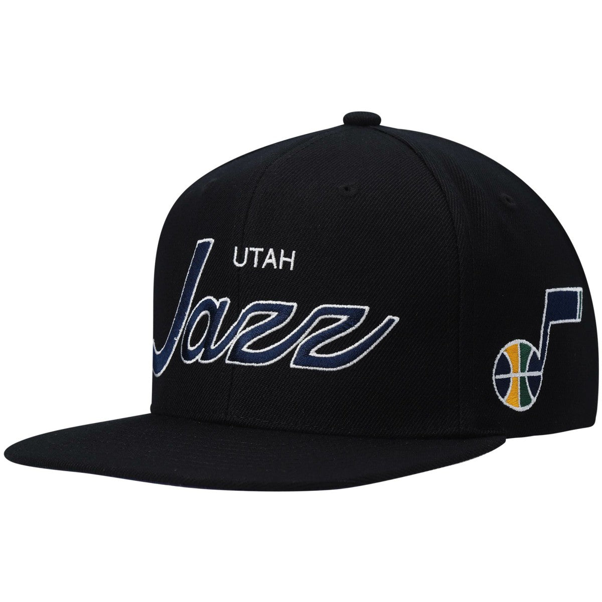 Mitchell & Ness Utah Jazz Hardwood Classics Script 2.0 Snapback Hat Black