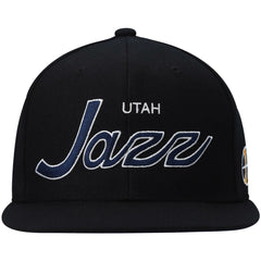 Mitchell & Ness Utah Jazz Hardwood Classics Script 2.0 Snapback Hat Black