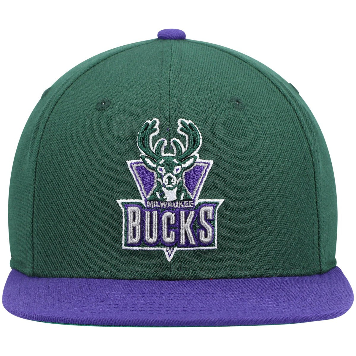 Mitchell & Ness Milwaukee Bucks Hardwood Classics Team Two-Tone 2.0 Snapback Hat Green/Purple