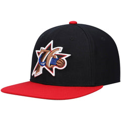 Mitchell & Ness Philadelphia 76ers Hardwood Classics Team Two-Tone 2.0 Snapback Hat Black/Red