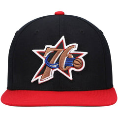 Mitchell & Ness Philadelphia 76ers Hardwood Classics Team Two-Tone 2.0 Snapback Hat Black/Red