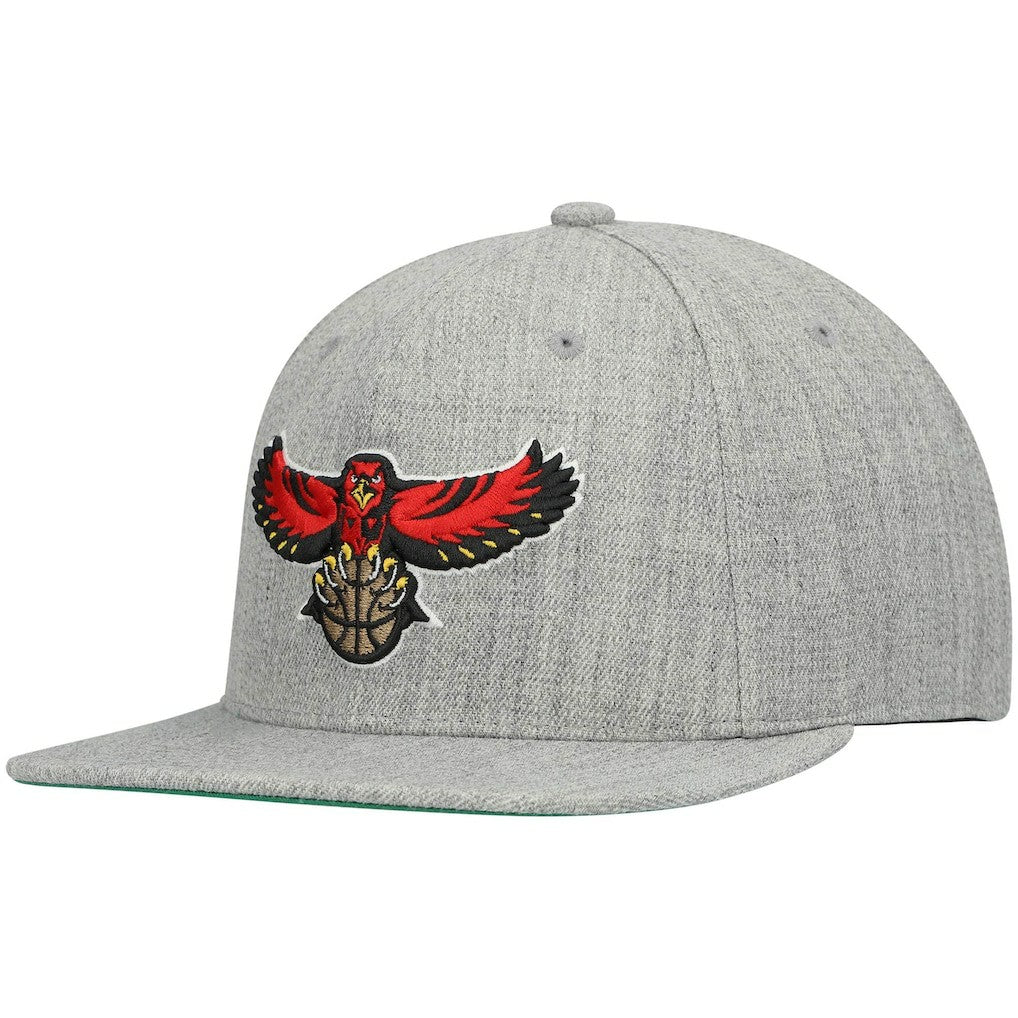 Mitchell & Ness Atlanta Hawks Hardwood Classics Team 2.0 Snapback Hat Heathered Gray