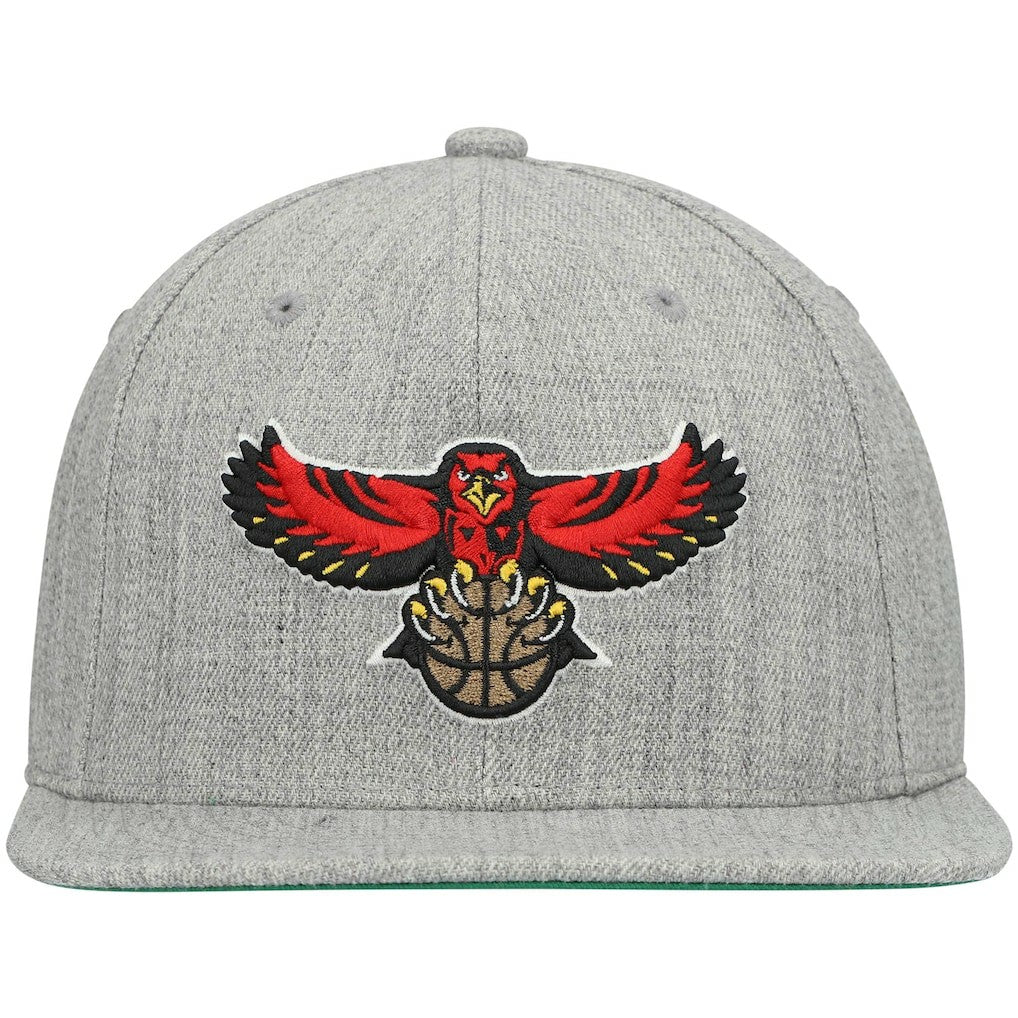 Mitchell & Ness Atlanta Hawks Hardwood Classics Team 2.0 Snapback Hat Heathered Gray