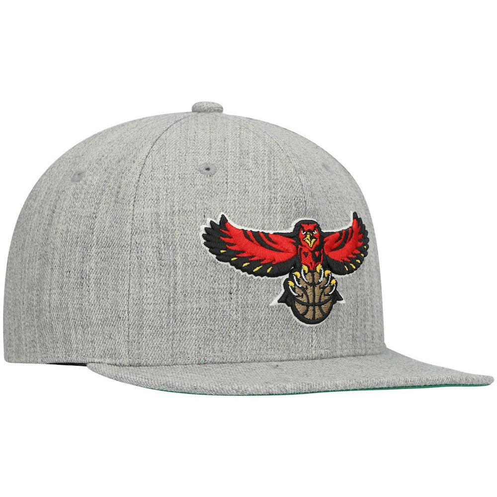 Mitchell & Ness Atlanta Hawks Hardwood Classics Team 2.0 Snapback Hat Heathered Gray
