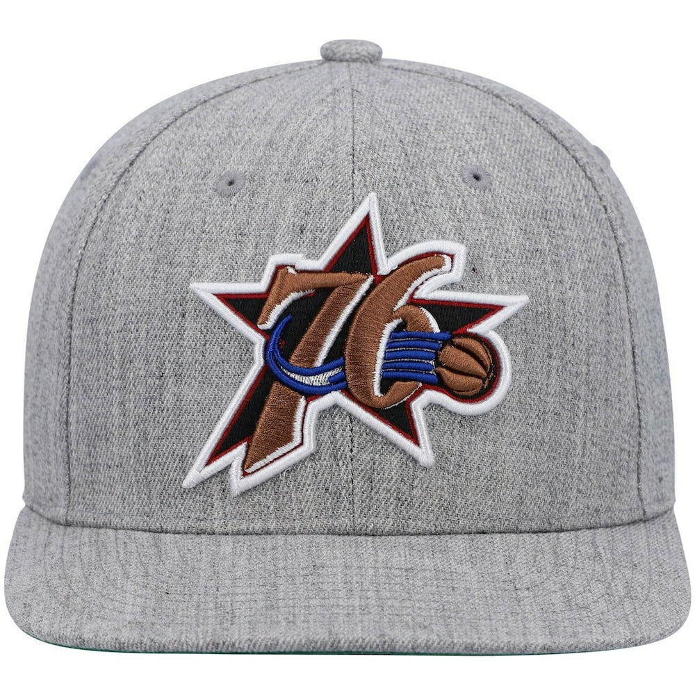 Mitchell & Ness Philadelphia 76ers Hardwood Classics Team 2.0 Snapback Hat Heathered Gray