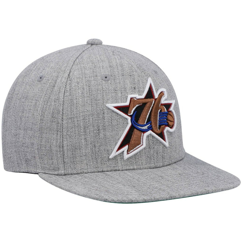 Mitchell & Ness Philadelphia 76ers Hardwood Classics Team 2.0 Snapback Hat Heathered Gray
